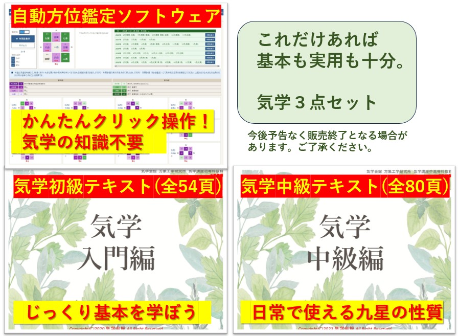 気学3点セット(鑑定ソフト+初級・中級テキスト)